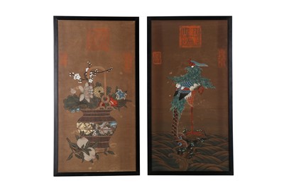 Lot 21 - A PAIR OF JAPANESE FRAMED PAINTINGS. 19th/20th...