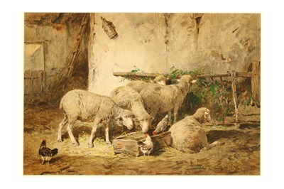 Lot 149 - FRANK BRISSOT (ACT.C. 1879) Sheep in a...