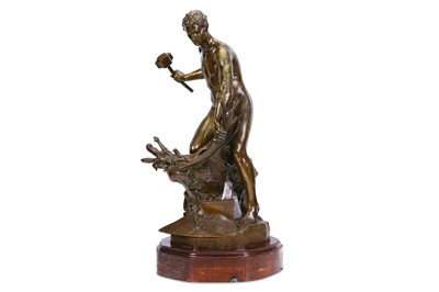 Lot 566 - JEAN-BAPTISTE BELLOC (FRENCH, 1863-1919): A LARGE BRONZE FIGURE OF A MALE NUDE