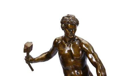 Lot 566 - JEAN-BAPTISTE BELLOC (FRENCH, 1863-1919): A LARGE BRONZE FIGURE OF A MALE NUDE