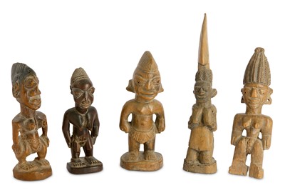 Lot 828 - A GROUP OF IBEJI FIGURES All of typical form,...