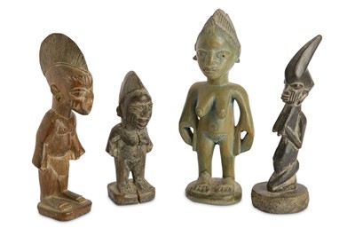 Lot 829 - A GROUP OF IBEJI FIGURES All of typical form;...