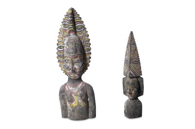 Lot 842 - TWO WOOD BUSTS, PAPUA NEW GUINEA Standing on a...