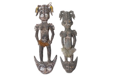 Lot 845 - TWO HOOK FIGURES, MIDDLE SEPIK RIVER, PAPUA...