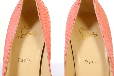 Lot 8 - Christian Louboutin Pink Python Rolando 130,...