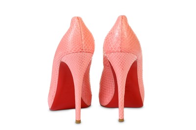 Lot 8 - Christian Louboutin Pink Python Rolando 130,...