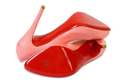 Lot 8 - Christian Louboutin Pink Python Rolando 130,...
