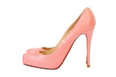 Lot 8 - Christian Louboutin Pink Python Rolando 130,...