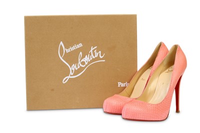 Lot 8 - Christian Louboutin Pink Python Rolando 130,...