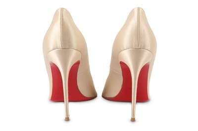 Lot 409 - Christian Louboutin Champagne Silk Pumps 120,...