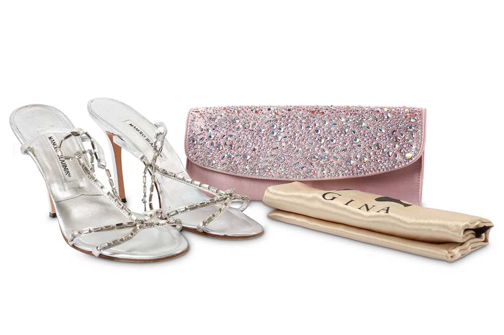 Lot 410 - Manolo Blahnik Silver Sandals, silver leather...