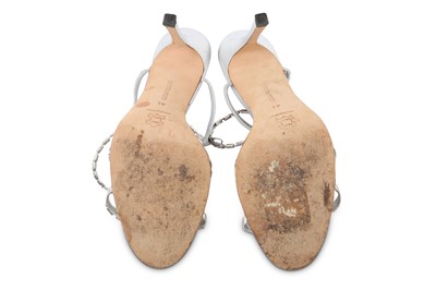 Lot 410 - Manolo Blahnik Silver Sandals, silver leather...