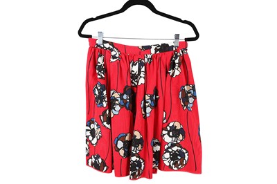 Lot 415 - Miu Miu Red Printed Skirt, graphic floral...