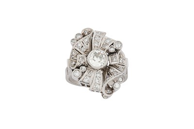 Lot 196 - A diamond dress ring The central collet-set...