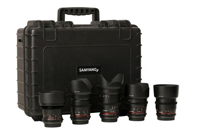 Lot 936 - Samyang 5 Piece VDSLR Cine Lens Set Canon EF...