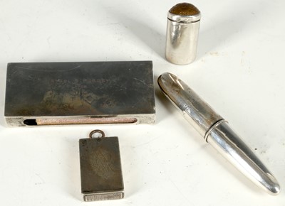 Lot 20 - A hallmarked silver vesta, cigar case, match...