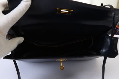 Lot 175 - Hermès Navy Box Kelly Sellier 32, c. 1990,...