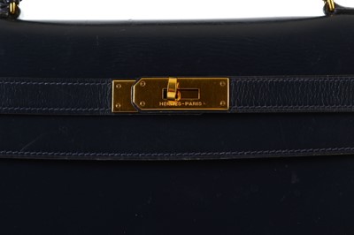 Lot 175 - Hermès Navy Box Kelly Sellier 32, c. 1990,...