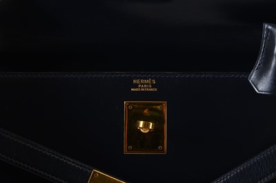 Lot 175 - Hermès Navy Box Kelly Sellier 32, c. 1990,...