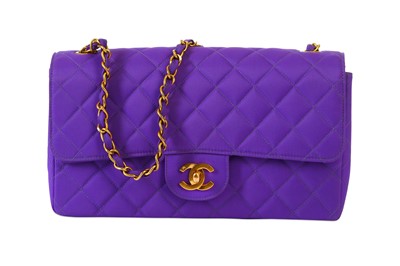 Lot 160 - Chanel Purple Canvas Classic Single Flap Bag,...