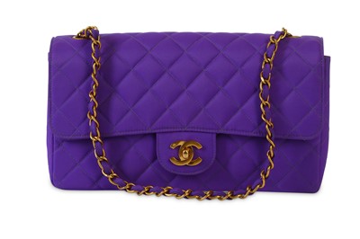 Lot 160 - Chanel Purple Canvas Classic Single Flap Bag
