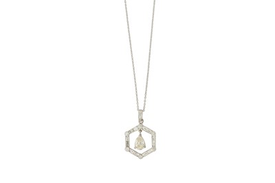 Lot 56 - A diamond pendant necklace The octagonal...