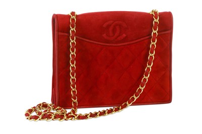 Lot 39 - Chanel Crimson Suede Shoulder Bag, c. 1989-91,...
