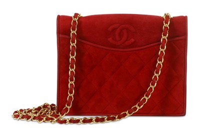 Lot 39 - Chanel Crimson Suede Shoulder Bag, c. 1989-91,...