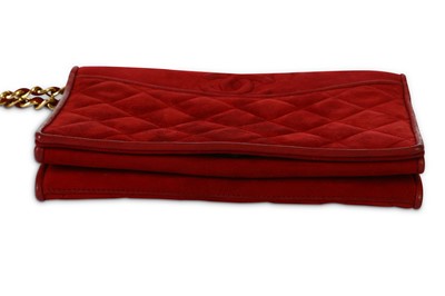 Lot 39 - Chanel Crimson Suede Shoulder Bag, c. 1989-91,...