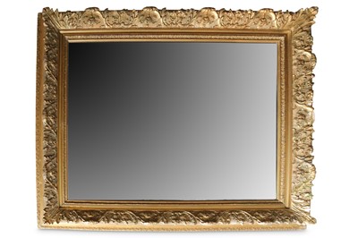 Lot 376 - A large giltwood rectangular wall mirror...