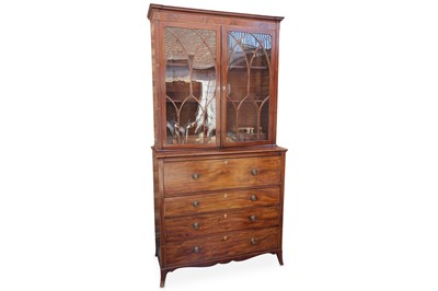 Lot 352 - A George III mahogany secretaire bookcase, the...