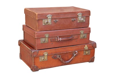 Lot 335 - A Leckie Graham brown leather vintage suitcase,...