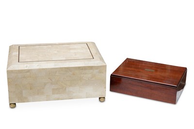 Lot 368 - A large polished hardstone veneered humidor,...