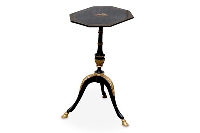 Lot 326 - An antique Regency style black lacquered...