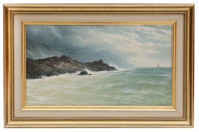 Lot 98A - CIRCLE OF DAVID JAMES (1854-1898) Stormy sea...