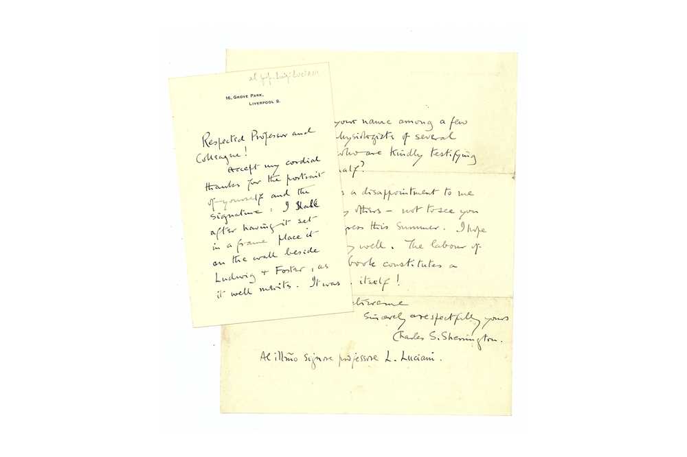 Lot 350 - Sherrington (Charles Scott) Autograph letter...