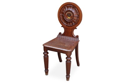 Lot 321 - A Victorian mahogany hall chair, the back rest...