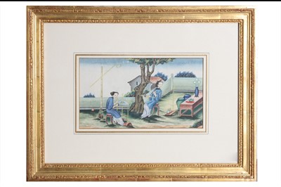 Lot 377 - A set of six 19th century Chinese watercolour...