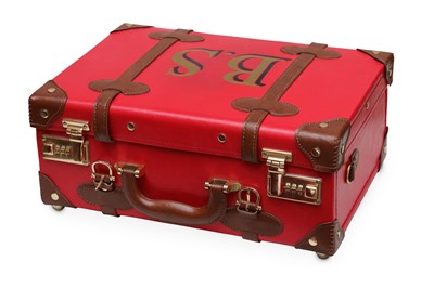 Lot 383 - A 'Streamline luggage' red leather travelling...