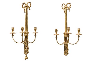 Lot 384 - A pair of 19th century style gilt wood, three...