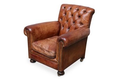 Lot 390 - An early 20th century tan leather upholstered...