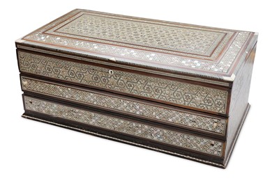 Lot 333 - A mother-of-pearl, bone and ivory-inlaid chest...