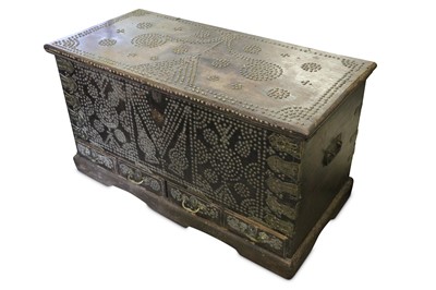 Lot 403 - A rectangular Zanzibar trunk with brass studs...