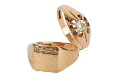 Lot 570 - Two gents rings Both mounted in 9 carat gold,...