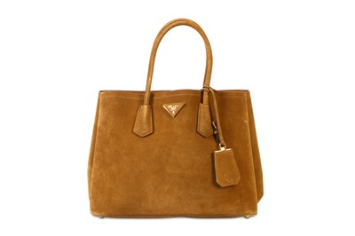 Lot 80 - Prada Caramel Suede Double Tote, leather lined...