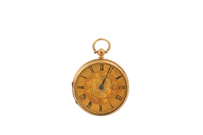 Lot 606 - POCKET WATCH. AN 18K YELLOW GOLD POCKET WATCH...