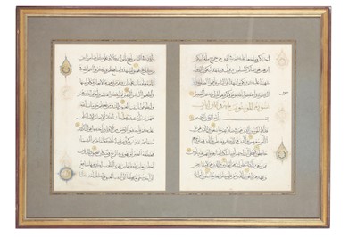 Lot 412 - Six loose Qur'anic folios, Egypt or Syria,...