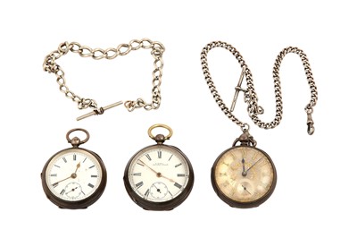 Lot 612 - 3 SILVER POCKET WATCHES. -VERGE OPEN FACE...