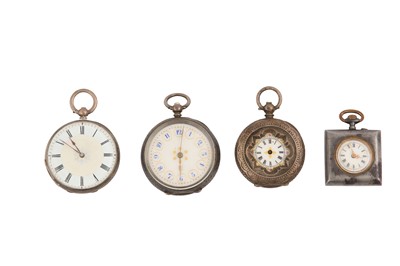 Lot 613 - 4 SILVER AND STEEL POCKET WATCHES. -A SILVER...