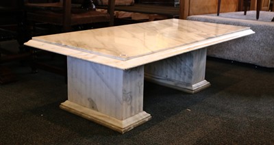 Lot 200 - White variegated marble coffee table, set on...